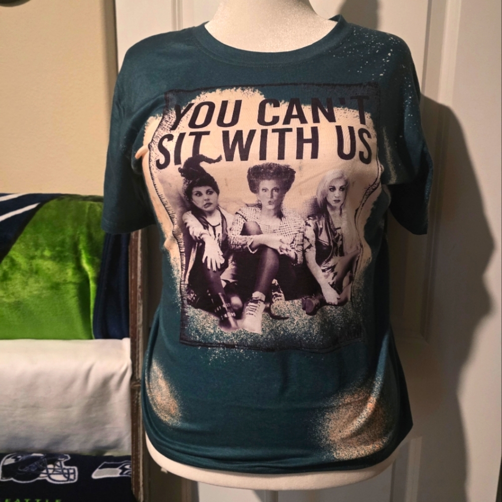 Dark Green Short Sleeve Tee with YOU CAN'T SIT WITH US Graphic Print